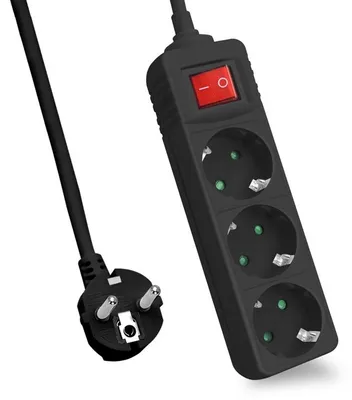 Obrázek produktu pro Helos 262805, 5 m, Vnitřní, 1,5 mm², Černá, 3 AC zásuvky / AC zásuvek, 230 V