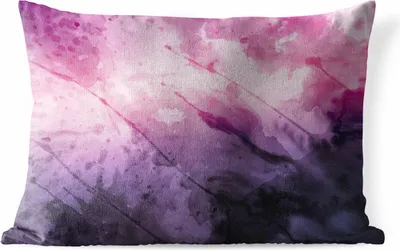 Produktbild von MuchoWow® Outdoor Kissen - Aquarell - Lila - Schwarz - 60x40 cm - Wetterfest - Lounge Kissen - Zierkissen - Kissen für Innenräume