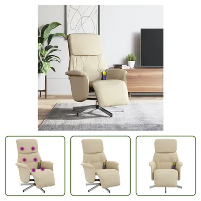 Zdjęcie produktu dla Fotel masujący Living Store z podnóżkiem z kremowego materiału