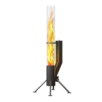 Produktbild von GARDENFLARE XXL Feuerrohr – mit Bürste & Raincover, stilvolle Gartenfackel aus Edelstahl, dekorative Terrassen-Feuerstelle mit langer Brenndauer