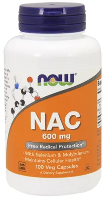 Produktbild von NOW Foods - NAC N-Acetyl Cystein, Selen, Molybdän, 600mcg, 100 vkaps
