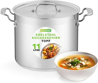 Produktbild von Hrniec na polievku Nutrichef 37 cm, veľký hrniec 11 l, indukčný hrniec, hrniec na dusené mäso a polievky, veľkokapacitný hrniec, hrniec na zeleninu, nerezové rukoväte