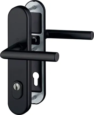 Produktbild von Sicherheits-Drückergarnitur AMSTERDAM, PZ88 Kernziehschutz, für Türstärke 42-52mm, RC3, schwarz matt ÖNORM