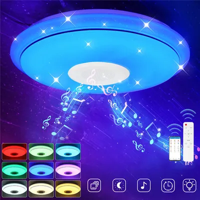 Productafbeelding van 40 cm LED RGB muziekverlichting voor het plafond, met Bluetooth, bedienbaar via app/afstandsbediening, geschikt voor keuken, slaapkamer en badkamer - 110-220V + WIFI