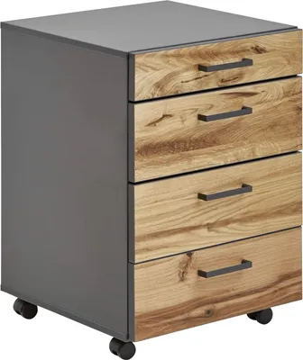 Produktbild von Rollcontainer - Braun - Graphitfarben - Balkeneiche furniert - 45 x 65 cm