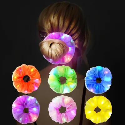 Produktbild von URAQT Leuchtende Haargummis 6er-Pack LED Stirnbänder Neon Haargummi