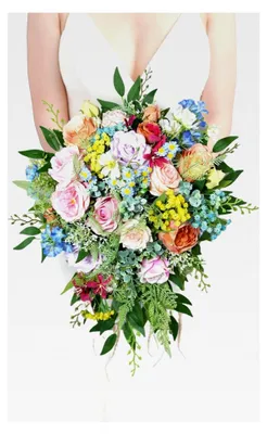 Produktbild von Kaskadierende Hochzeitssträuße für die Braut, künstliche Seidenblumen