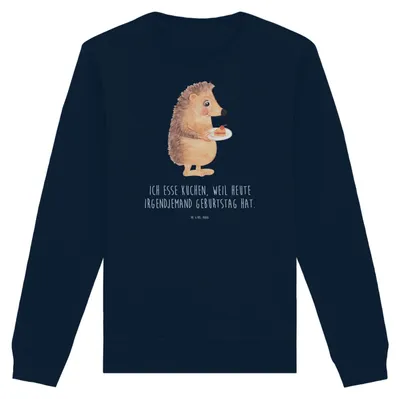 Produktbild von Mr. & Mrs. Panda Baumwoll Pullover Igel Kuchenstück Größe XL - French Navy - Geschenk, Pulli, Sweater, Sweatshirt, Lustige Sprüche, Kuchen Backen, Torte, Bio-Pulli