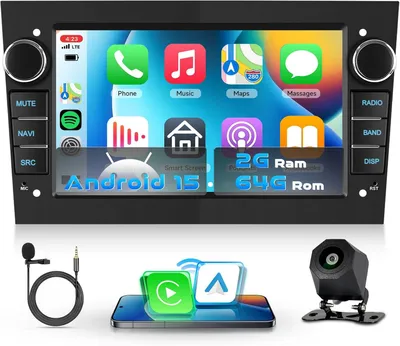 Imagen del producto de Radio para coche Android 15 - Pantalla táctil - Sistema multimedia - Navegador GPS - CarPlay y Android Auto