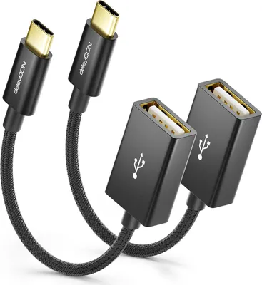 Produktbild von deleyCON 10cm USB-C auf USB-A OTG Kabel Adapter (2 Stück) - C Stecker auf A Buchse - Kabel Kompatibel mit iPhone 17 Air 16 Pro Max/15 Max, iPad, MacBook Pro/Air, Galaxy S25/S24/S23/S22, PC, Computer