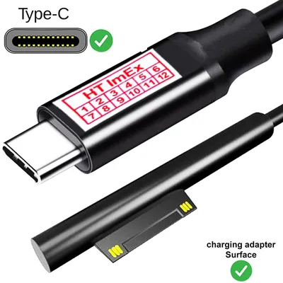 Produktbild von Ladekabel für Microsoft Surface Pro 6/5/4/3 Lade-adapter auf USB C Typ C Stecker