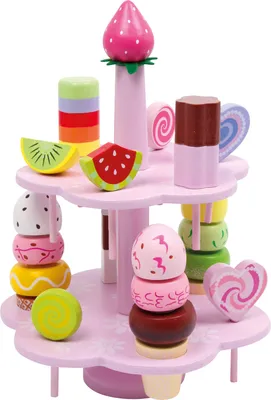 Image de Small Foot 3312 Étagère à bonbons en bois, avec de nombreux accessoires, multicolore, 22 pièces (1 set)