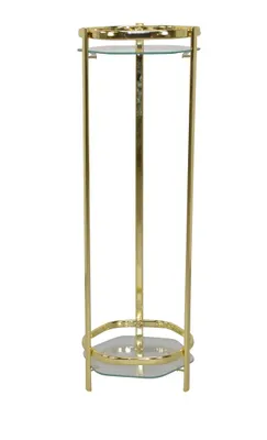 Produktbild von Metall Blumenständer, Messingfarben, mit 2 Glasplatten, Höhe 86 cm
