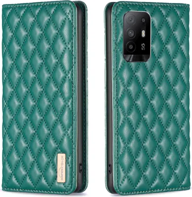 Image de OPPO A94 5G Case, Elegant Flip Leather Case with Card Slots and Stand for OPPO A94 5G F19 Pro Plus Ren5 Z 5G Green