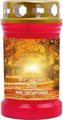 Produktbild von Grabkerze Rot, Brenndauer: 40 Stunden, Motiv: Allee