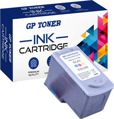 A product shot of an ink cartridge and its packaging.