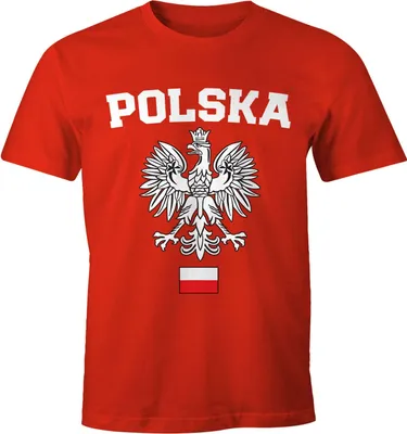 Produktbild von Herren T-Shirt Fußball WM Polska Polen Poland Flagge Weißer Adler Moonworks® rot-weiß M
