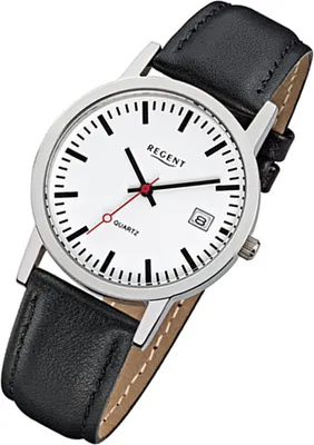 Produktbild von Regent Damen Herren Lederarmband Uhr schwarz F-794 Quarzuhr URF794