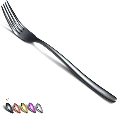 Produktbild von Set von 6 schwarzen Tischgabeln, 20 cm, Edelstahl, spülmaschinenfest, für Dinner