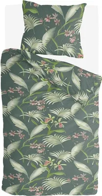 Produktbild von Byrklund Bettwäsche Greens & Flowers, 100% Baumwolle, 135x200, Grün