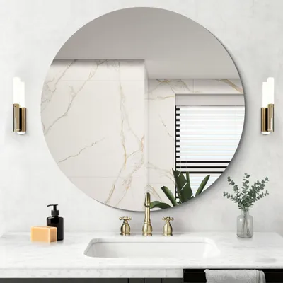 Immagine prodotto di Specchio da parete senza cornice, 76 x 76 cm, con angoli arrotondati, ideale per il bagno