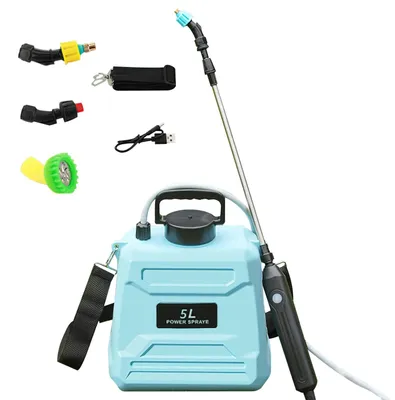 Image de Pulvérisateur électrique à batterie pour jardin - 5L - Porté sur l'épaule - Autonomie de la batterie : 120 minutes - Rechargeable par USB - 220V - Bleu
