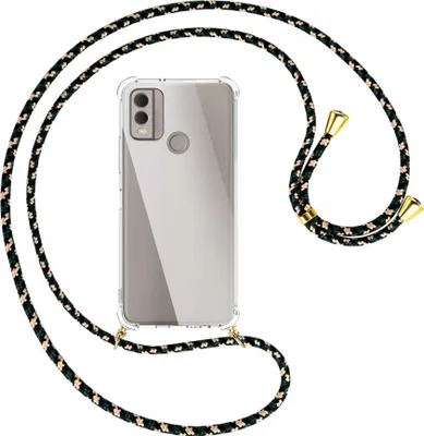 Produktbild von Handykette Backcover-Schutzhülle mit Band (Metall goldfarben) für Nokia C22 4G (6.5'') - camouflage