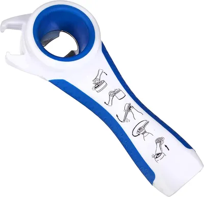 Productafbeelding van Blikopener - Kunststof - Ergonomische Greep - Wit en Blauw