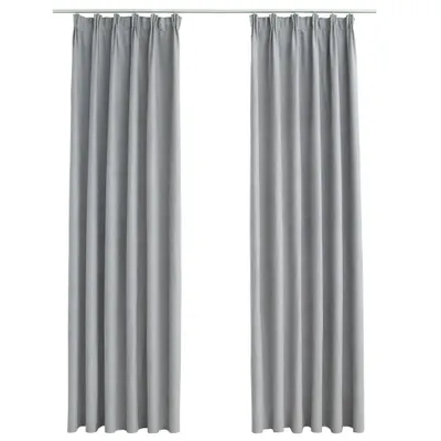 Produktbild von vidaXL Verdunkelungsvorhänge mit Haken 2 Stk. Grau 140x225 cm