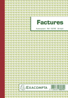 Image de Exacompta 10x Manifold Factures 21x14,8cm 50 feuil. tripli autocopiants 13279E