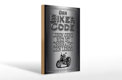 Produktbild von Holzschild Motorrad 20x30cm Biker Code leben ohne kein Leben