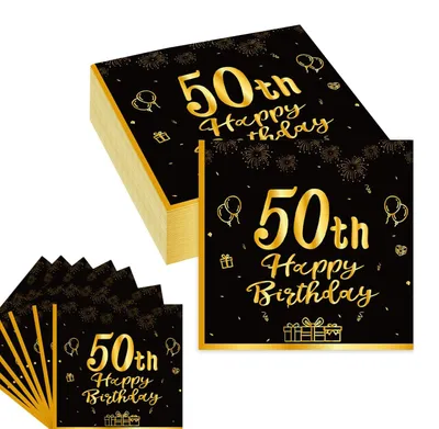 40er Geburtstag Servietten Schwarz Gold, 40 Stück Papierservietten