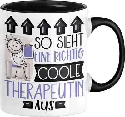 Produktbild von Therapeutin Geschenk Tasse Geschenkidee für Therapeutin Geburtstag Weihnachten Spruch So Sieht Eine Richtig Coole Therapeutin Aus Kaffee-Becher  (Schwarz)