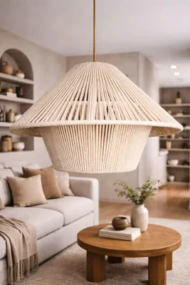 Produktbild von Opviq, Hochwertiger Kronleuchter, Ecru, Ø40 h:25 cm | Verstellbare Höhe 30-62 cm, IP20 | 1 x E27 Max 40 W, Macrame-Kappe | Skandinavisches Design für modernes Wohnen.