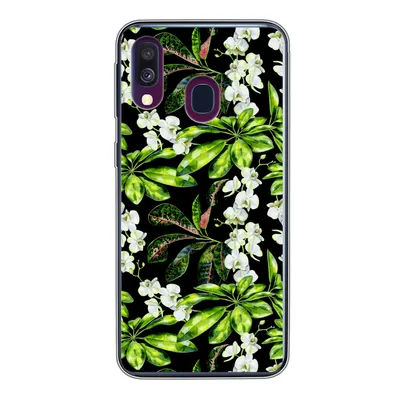 Produktbild von MuchoWow® Handyhülle Schutzhülle Hülle für Samsung Galaxy A40 Blatt - Orchidee - Muster Silikon Softcase Handy Hülle - Handy-Tasche
