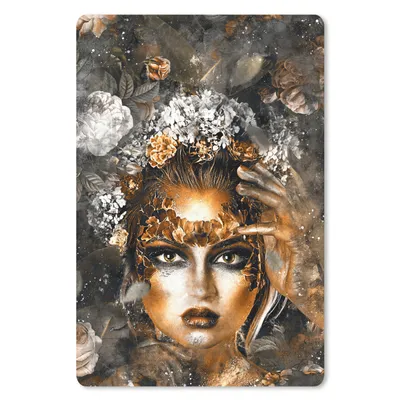 Produktbild von MuchoWow® Mauspad Mousepad Frauen - Blumen - Gold 40x60 cm - Mousepads - Maus Mat - Pad - Mausunterlage - Schreibtisch Accesoire