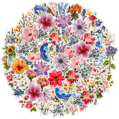 Produktbild von 100 transparente Blumen-Aufkleber für Scrapbooking und Dekoration