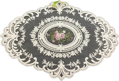 Produktbild von Tischset mit bestickter Spitze, Retro-Stil, französisches Häkeldeckchen, handgefertigt, Tischset mit Blumenstickerei, für Zuhause, Abendessen, Party, Hochzeitsdekor