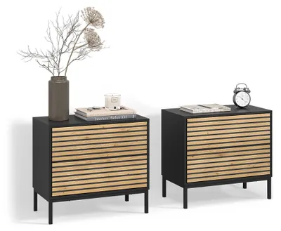 Produktbild von Nachttisch Livinity Aterno Goldkraft Eiche/Anthrazit 2er set, Model 58743