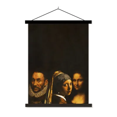 Produktbild von MuchoWow® Textilposter Kunst - Alte Meister - Collage 40x53 cm mit schwarzem Rahmen - Abbildung