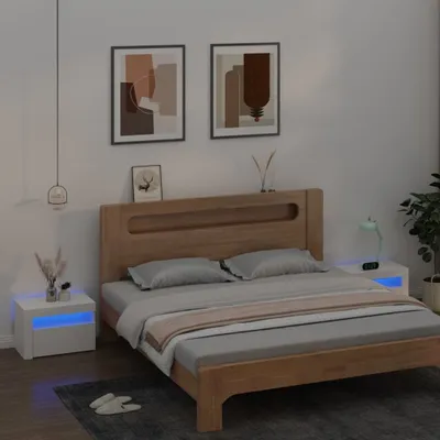 Produktbild von The Living Store Nachttische 2 Stk. mit LEDs Weiß 60x35x40 cm