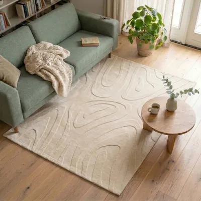 Produktbild von Volero - Teppich Wohnzimmer - Charm Shapes Beige - 200x290 cm - Wohnzimmer, Esszimmer, Schlafzimmer - Modern, Skandinavisch
