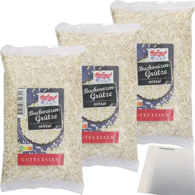 Produktbild von Hofgut Buchweizengrütze 3er Pack (3x250g Beutel) + usy Block
