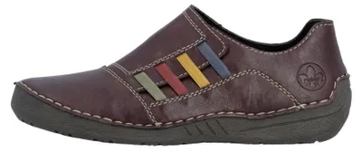 Produktbild von Rieker Damen Slipper mit mehrfarbigem Gummizug und weicher Lederdecksohle 52560, Größe:38 EU, Farbe:Rot