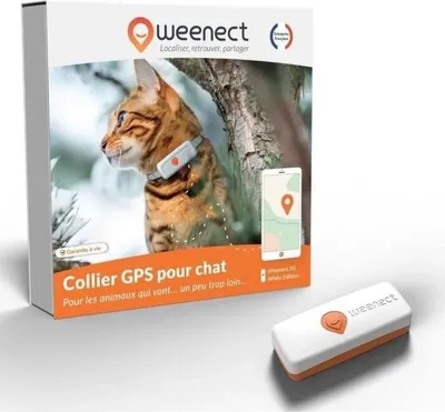 Immagine prodotto di Localizzatore GPS per gatti Weenect XS, localizzazione in tempo reale, distanza illimitata, edizione bianca/nera 2023