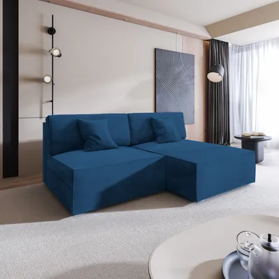 Produktbild von Masseno Ecksofa FIORO M mit Schlaffunktion L-Form, Sofa mit Bettkasten, Wohnzimmersofa, Couch, Soffa, Bettsofa, Couchgarnitur- Blau, MONOLITH 77