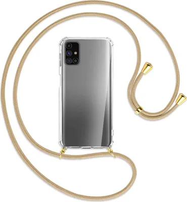 Produktbild von Handykette Backcover-Schutzhülle mit Band (Metall goldfarben) für Samsung Galaxy M31s - caramel