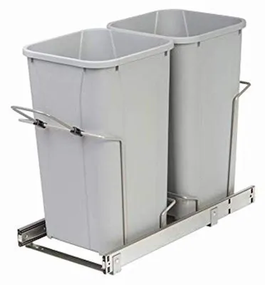 Imagen del producto de Contenedor de basura empotrable de doble cubo y sistema de cierre suave, de 27 cuartos de galón, con dimensiones de 11"x22"x18,7", ideal para la cocina