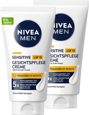 Produktbild von NIVEA MEN 2 x 75ml Sensitive Gesichtspflege Creme LSF 15