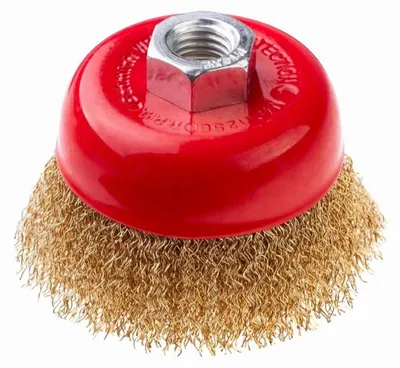 Image de Brosse métallique Schmith, diamètre 80 mm, filetage M14, en fil d'acier ondulé, pour meuleuse d'angle ou ponceuse